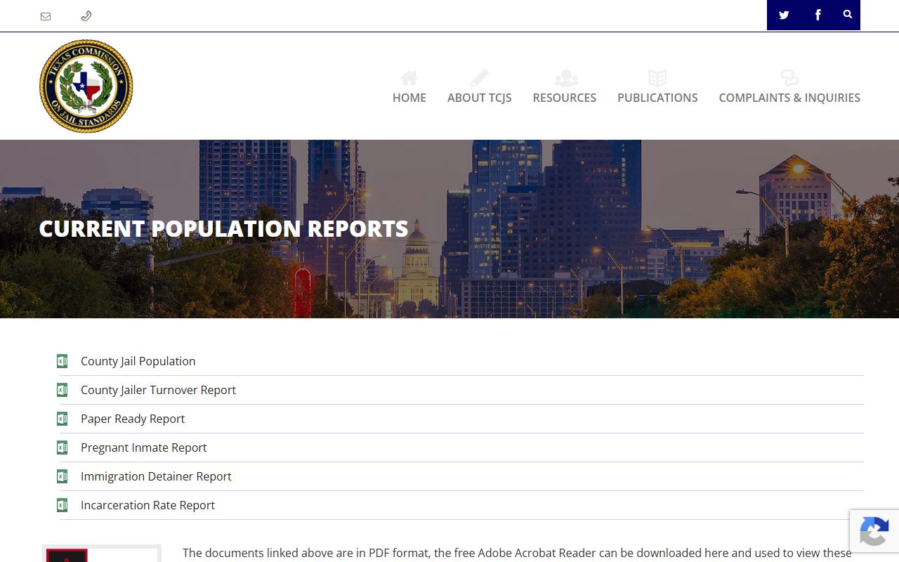 Texas Commission on Jail Standards current reports for Winkler County inmate population data