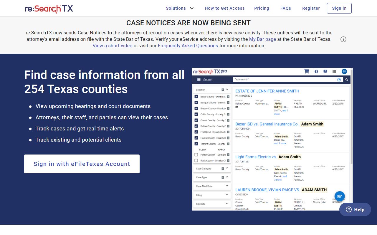 Texas Courts Research portal for Winkler County court records after arrest
